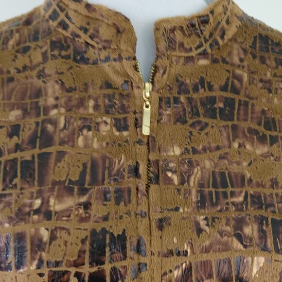 NEW Erin London Foiled Faux Fur Brown Vest Size 1X Zip Up Fall Winter - Picture 2 of 6